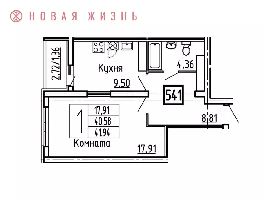 1-к кв. Самарская область, Самара Пролетарская ул., 150 (41.0 м) - Фото 1