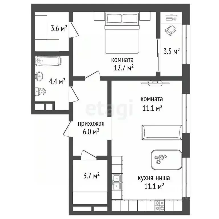 2-к кв. Владимирская область, Ковров ул. Строителей, 41/1 (52.5 м) - Фото 2