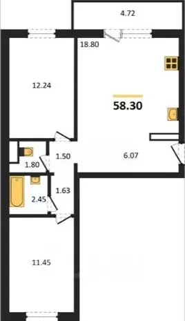 2-к кв. Челябинская область, Челябинский городской округ, пос. ... - Фото 2