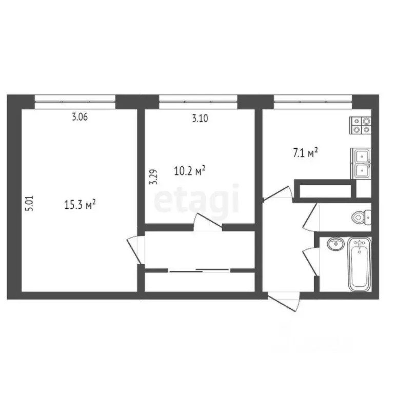 2-к кв. Ханты-Мансийский АО, Сургут ул. Толстого, 24 (45.1 м) - Фото 1