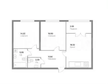 2-к. квартира, 69 м, 4/4 эт. - Фото 1
