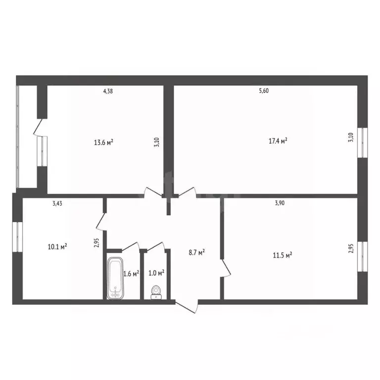 3-к кв. Амурская область, Сковородино ул. Василевского, 16 (63.9 м) - Фото 1