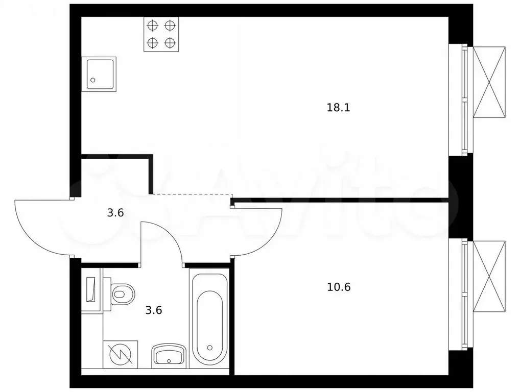 1-к. квартира, 35,5 м, 5/23 эт. - Фото 0