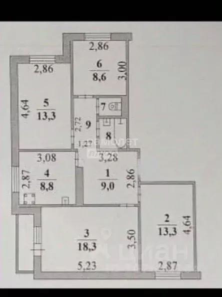 4-к кв. Липецкая область, Липецк Депутатская ул., 51А (79.4 м) - Фото 2