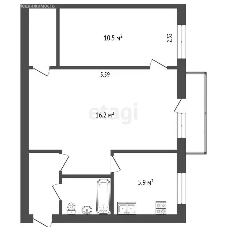 2-комнатная квартира: Вологда, Советский проспект, 30 (43 м) - Фото 1