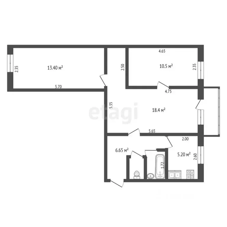 3-к кв. Ростовская область, Таганрог ул. Чехова, 307 (57.63 м) - Фото 1