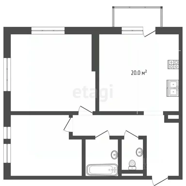 2-к кв. Тюменская область, Тюмень Полевая ул., 117к2 (60.8 м) - Фото 2
