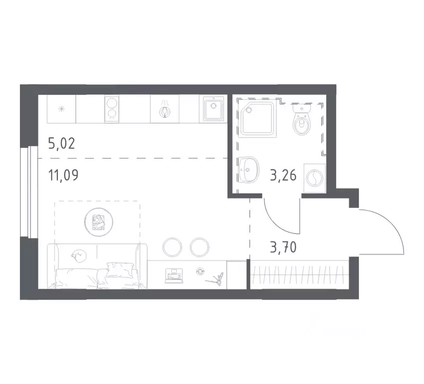 Студия Башкортостан, Уфа Дема жилрайон, Новая Дема жилой комплекс, ... - Фото 1