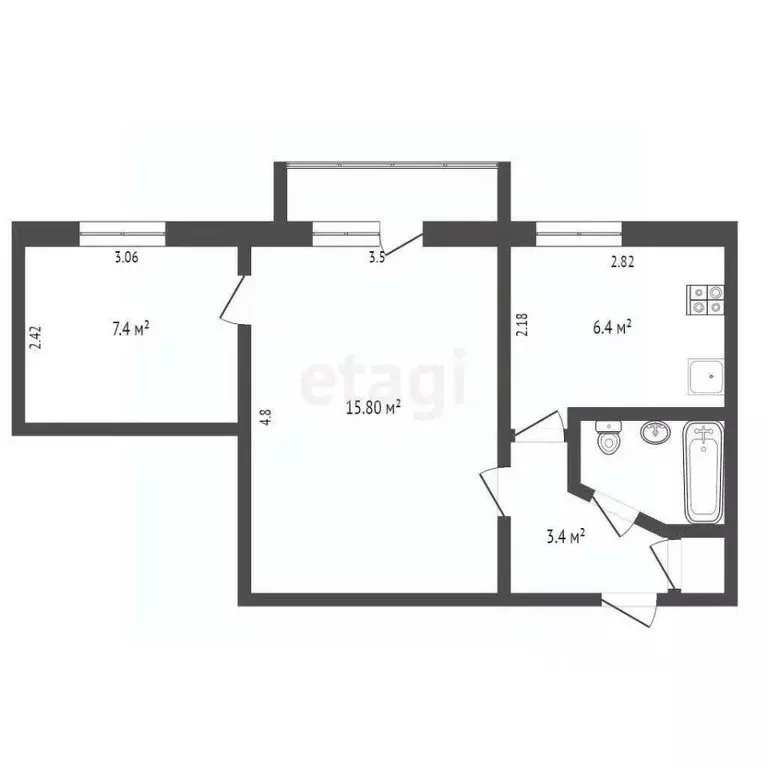 2-к кв. Вологодская область, Череповец Юбилейная ул., 31 (35.5 м) - Фото 1