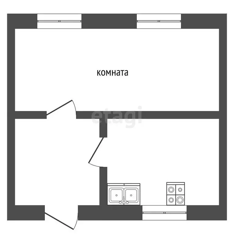 2-комнатная квартира: село Коряки, Шоссейная улица, 11 (34.6 м) - Фото 1