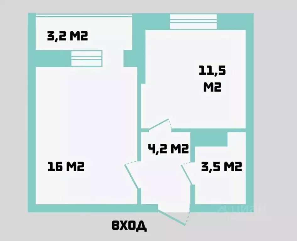 1-к кв. Ленинградская область, Мурино Всеволожский район,  (35.0 м) - Фото 2