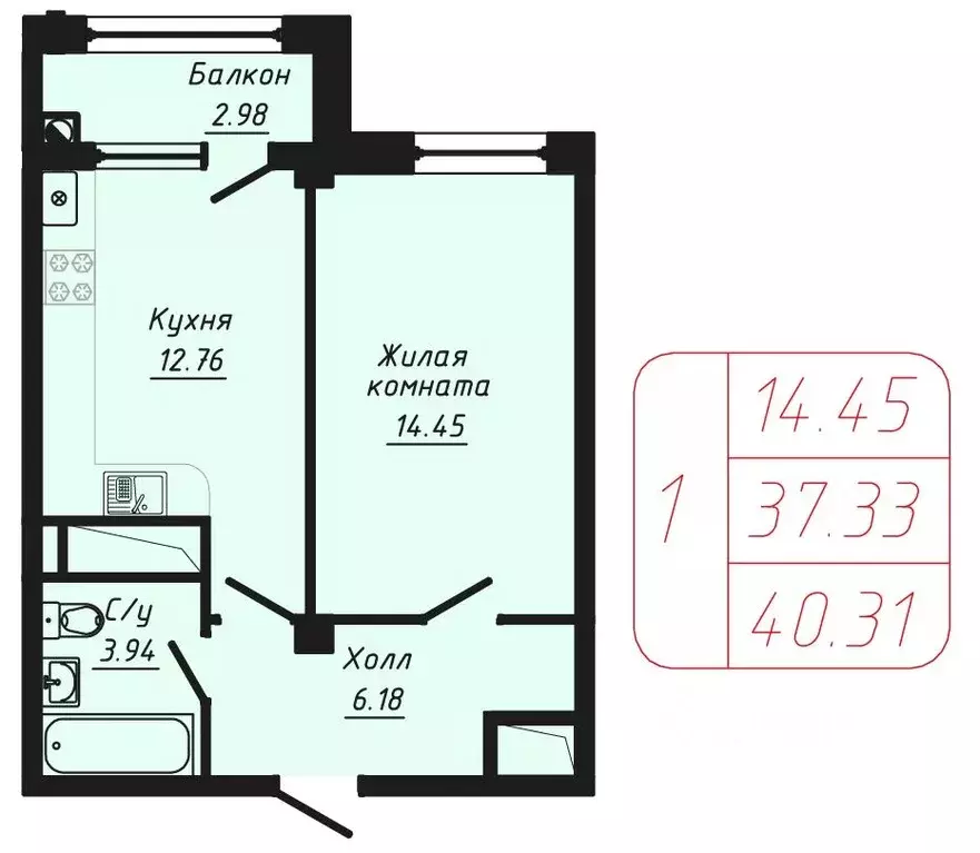 1-к кв. Ставропольский край, Кисловодск ул. Фоменко (40.31 м) - Фото 1