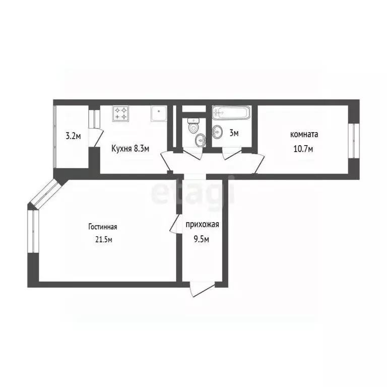 2-к кв. Москва ул. Дмитрия Ульянова, 27к1 (54.7 м) - Фото 2