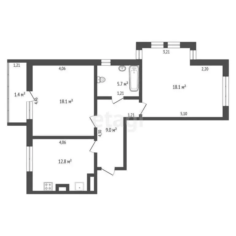 2-комнатная квартира: Калининград, улица Космонавта Леонова, 55к1 (68 ... - Фото 0