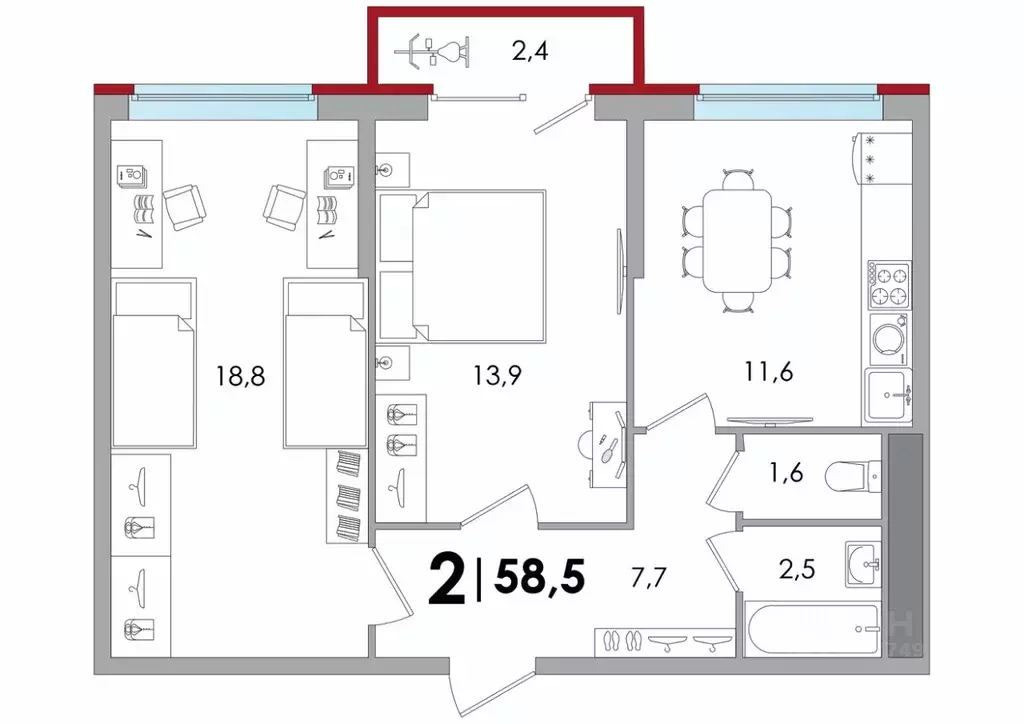 2-к кв. Тверская область, Тверь ул. С.Я. Лемешева, 6 (58.5 м) - Фото 0