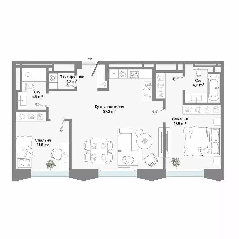 2-комнатная квартира: Москва, Ленинский проспект, 2 (77.9 м) - Фото 1