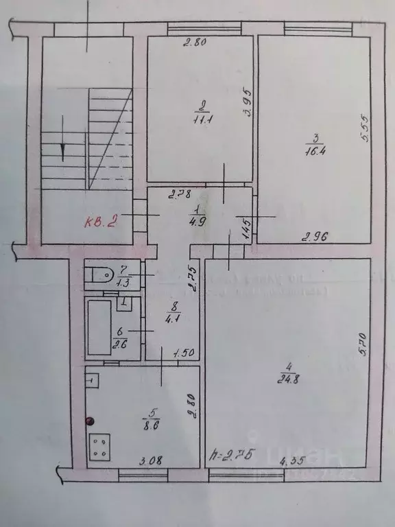 3-к кв. Северная Осетия, Моздок ул. Уварова, 32 (74.0 м) - Фото 1
