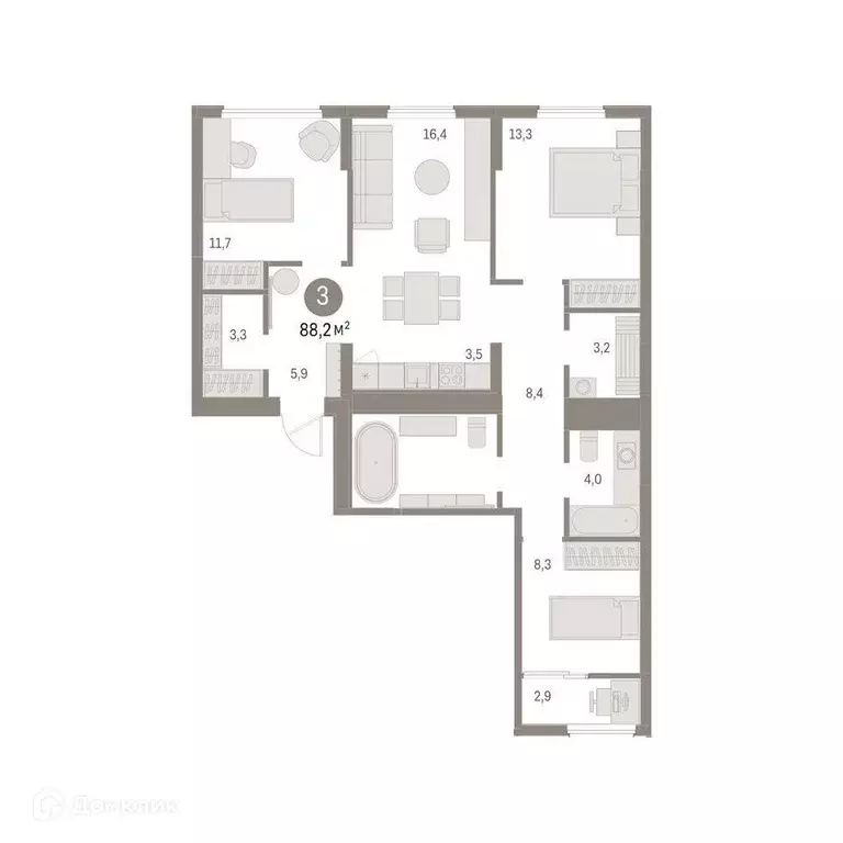 Продаётся 3-к квартира, 87.4 м - Фото 1