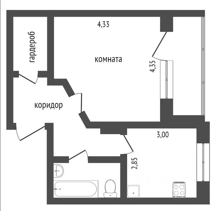 1-к кв. Тюменская область, Тобольск Центральный мкр, 25 (42.4 м) - Фото 2
