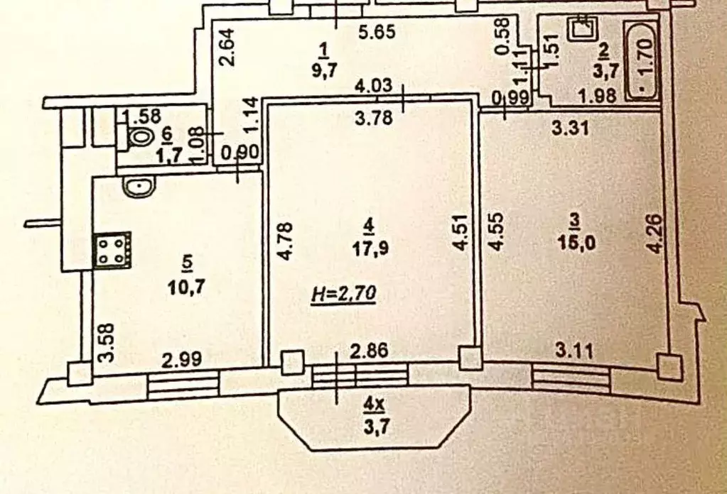 2-к кв. Ростовская область, Батайск Коммунистическая ул., 195Б (58.0 ... - Фото 1