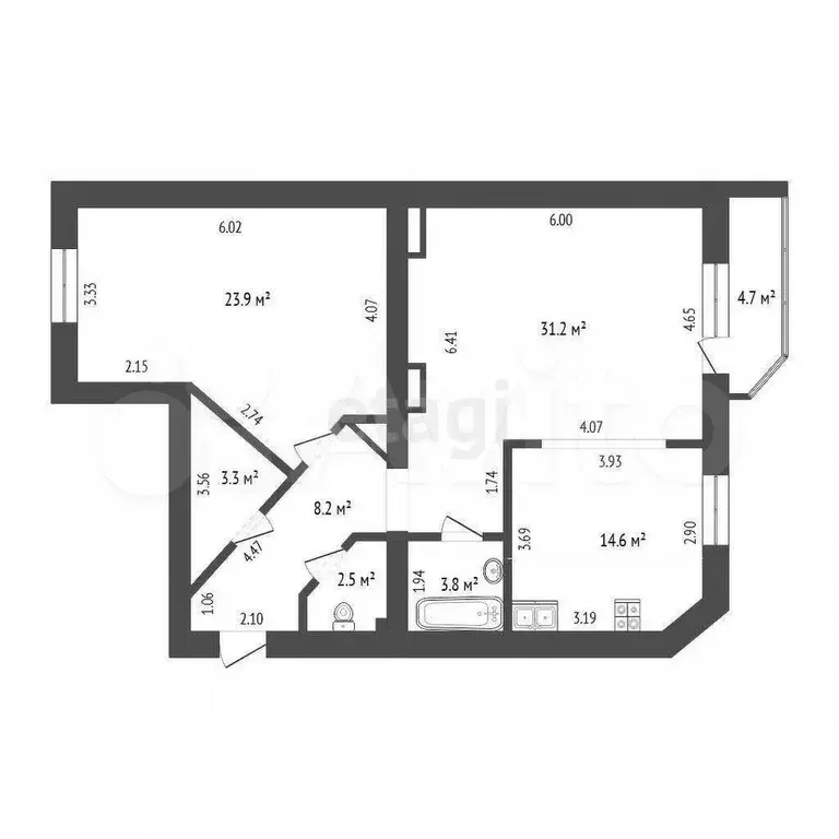 2-к. квартира, 87,5 м, 6/9 эт. - Фото 0