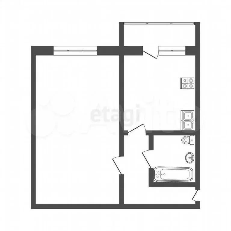 1-к. квартира, 39,6 м, 2/9 эт. - Фото 0