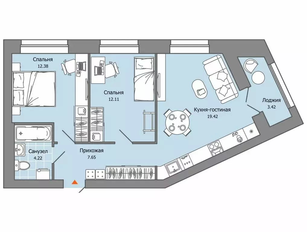 2-комнатная квартира: Ульяновск, жилой комплекс Город Новаторов, 5 (57 ... - Фото 1
