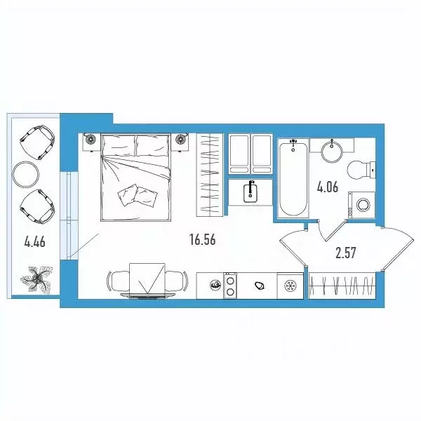 Студия Санкт-Петербург ул. Тельмана, 37 (24.53 м) - Фото 0