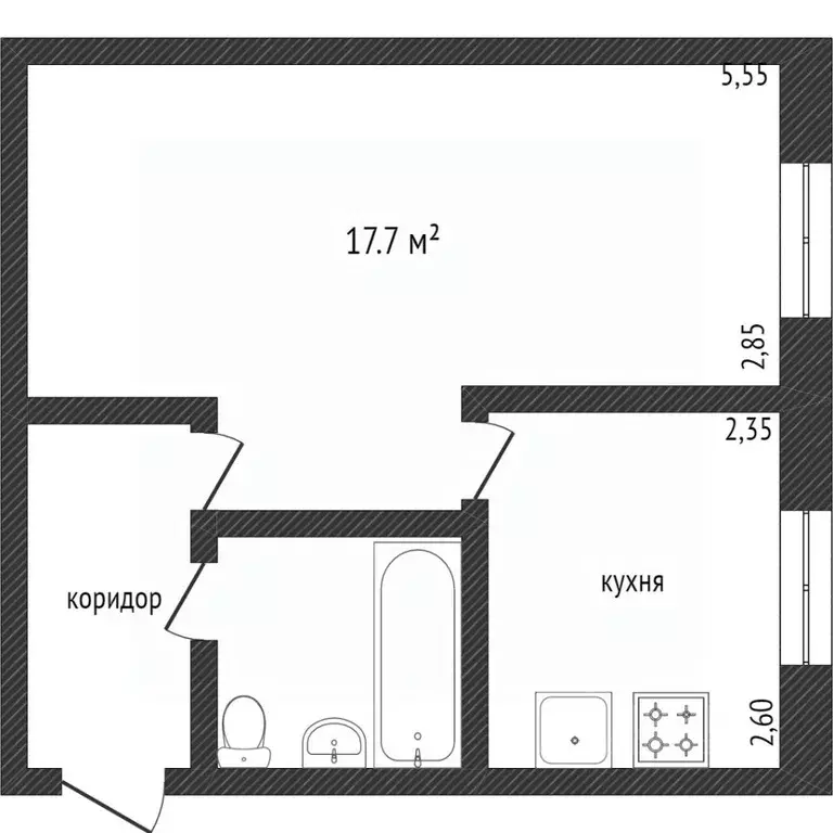 1-к кв. Тюменская область, Тобольск 4-й мкр, 3 (30.1 м) - Фото 2
