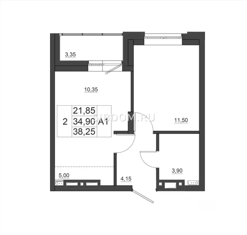 1-к кв. Красноярский край, Красноярск Норильская ул., 58 (38.25 м) - Фото 2