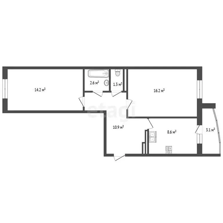 2-комнатная квартира: Тюмень, микрорайон Антипино, Беловежская улица, ... - Фото 1