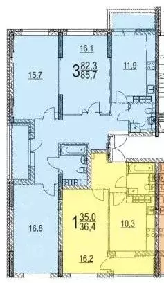3-к кв. Свердловская область, Екатеринбург ул. Краснолесья, 135 (82.1 ... - Фото 1
