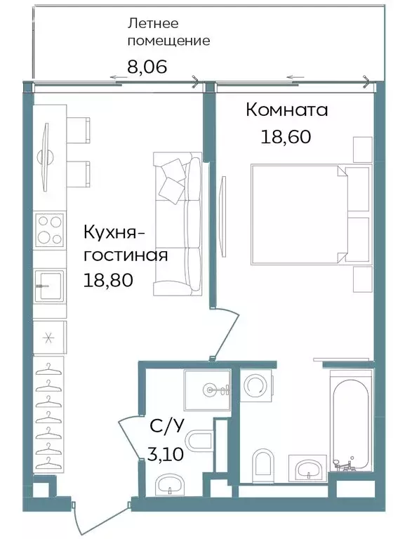 1-комнатная квартира: Республика Крым, Саки, курортный кластер Темпо ... - Фото 0