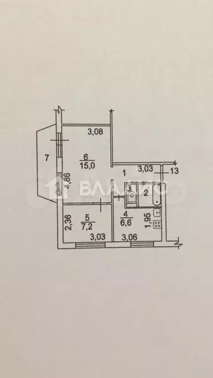 2-к. квартира, 36,1 м, 5/5 эт. - Фото 0