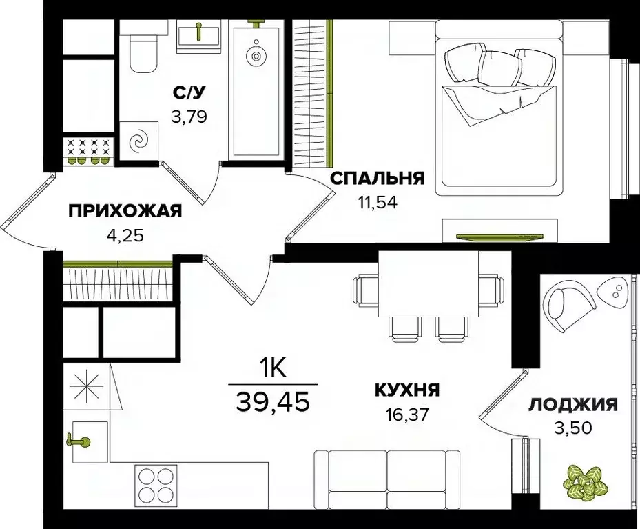 1-к кв. Тульская область, Тула  (39.45 м) - Фото 0