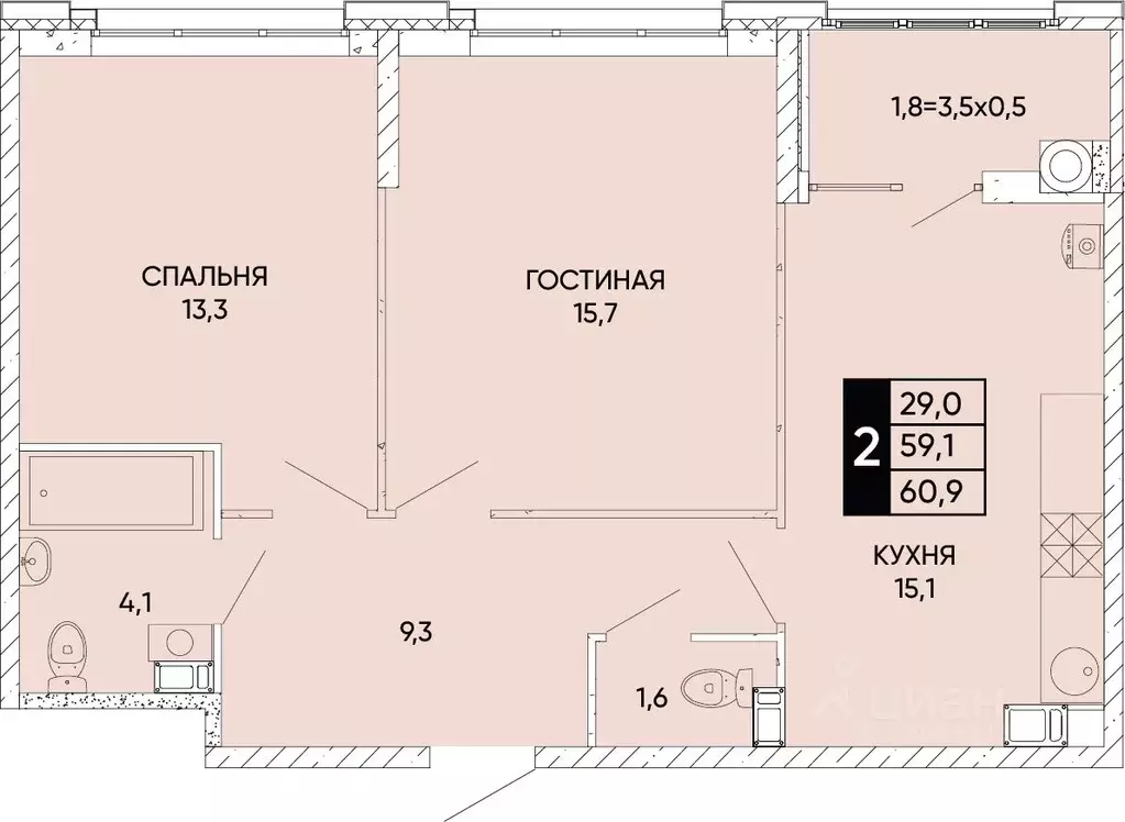 2-к кв. Ростовская область, Ростов-на-Дону Левобережье жилой комплекс ... - Фото 0