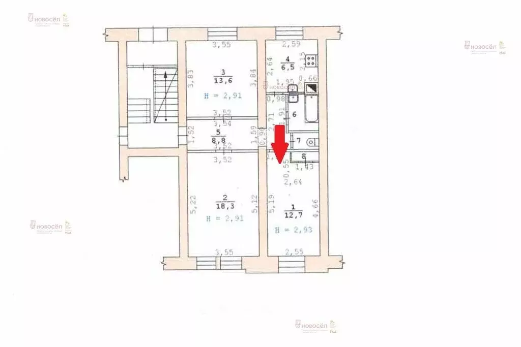 1к в 3-комнатной квартире (13.4 м) - Фото 1