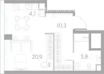 Квартира-студия: Москва, Кутузовский проезд, 16А/1 (41.1 м) - Фото 1