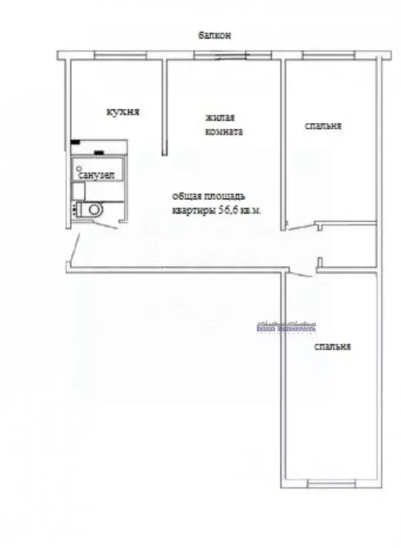 3-к кв. Алтайский край, Барнаул ул. Новосибирская, 36 (56.6 м) - Фото 1