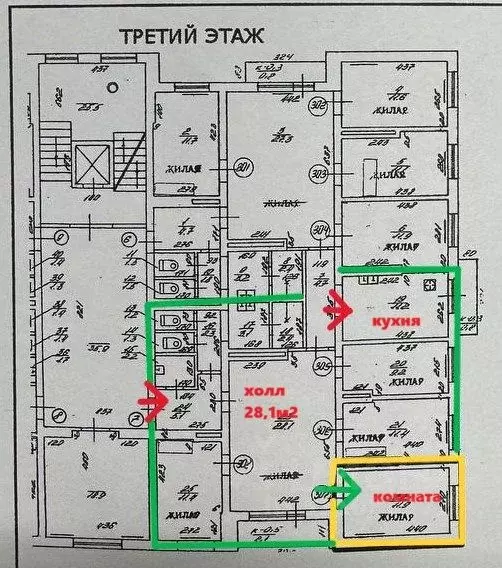 Комната Калининградская область, Калининград Азовская ул., 5 (11.9 м) - Фото 1