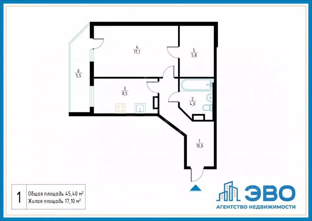 1-к кв. Санкт-Петербург ул. Оптиков, 42/24 (45.4 м) - Фото 2