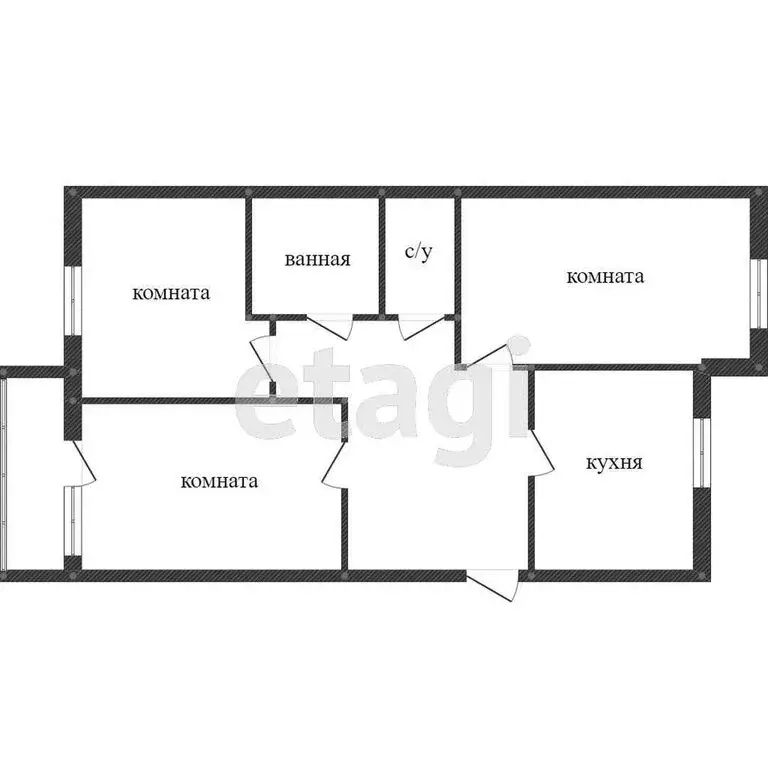 3-комнатная квартира: Тобольск, Октябрьская улица, 57 (60.8 м) - Фото 1