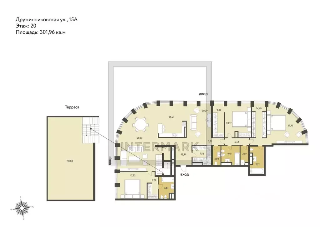 5-к кв. Москва Дружинниковская ул., 15 (301.96 м) - Фото 2