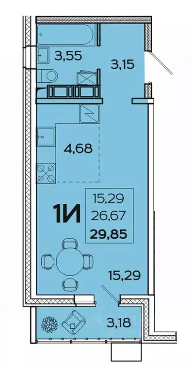 Студия Пензенская область, Пенза ул. Баталина, 31 (29.85 м) - Фото 1