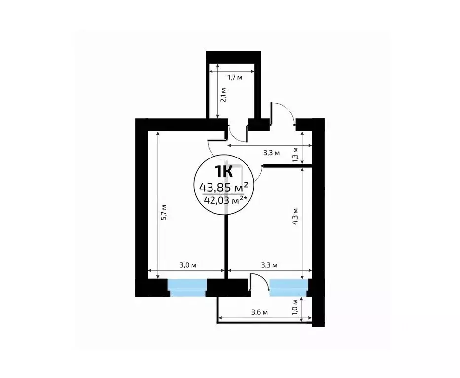 1-к кв. Самарская область, Самара пос. Мехзавод, 1-й кв-л, 50 (43.85 ... - Фото 2