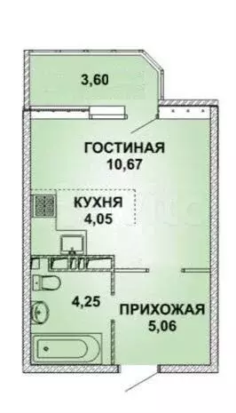 Квартира-студия, 27,6 м, 13/22 эт. - Фото 0