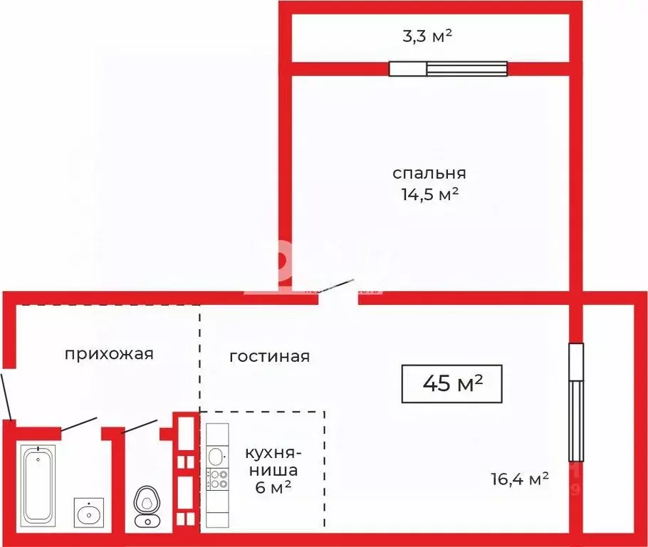1-к кв. Челябинская область, Челябинск ул. Скульптора Головницкого, 12 ... - Фото 1
