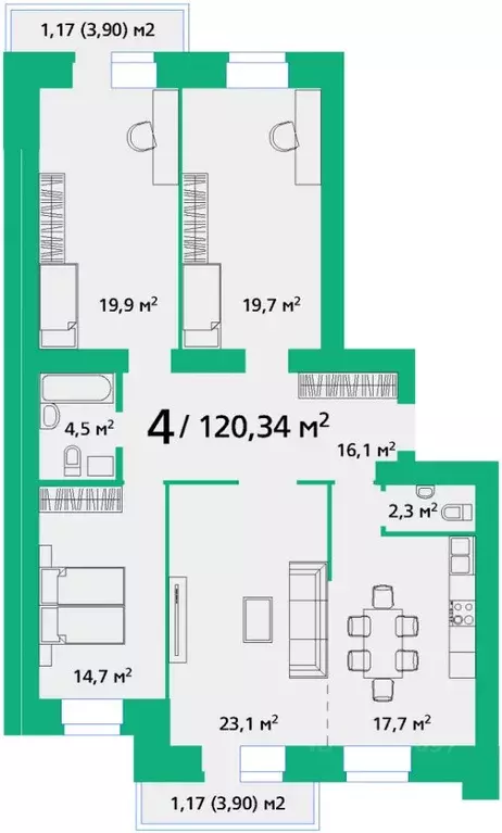 4-к кв. Красноярский край, Красноярск ул. Березина, 82Д (120.34 м) - Фото 0