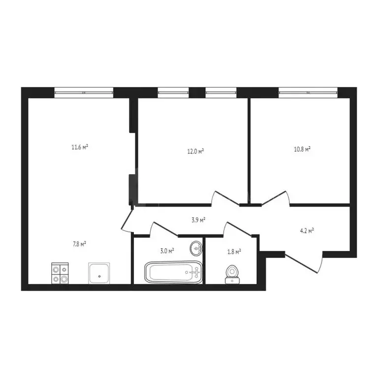 2-комнатная квартира: Тюмень, улица Юрия Рогачева, 11к2 (55.01 м) - Фото 0