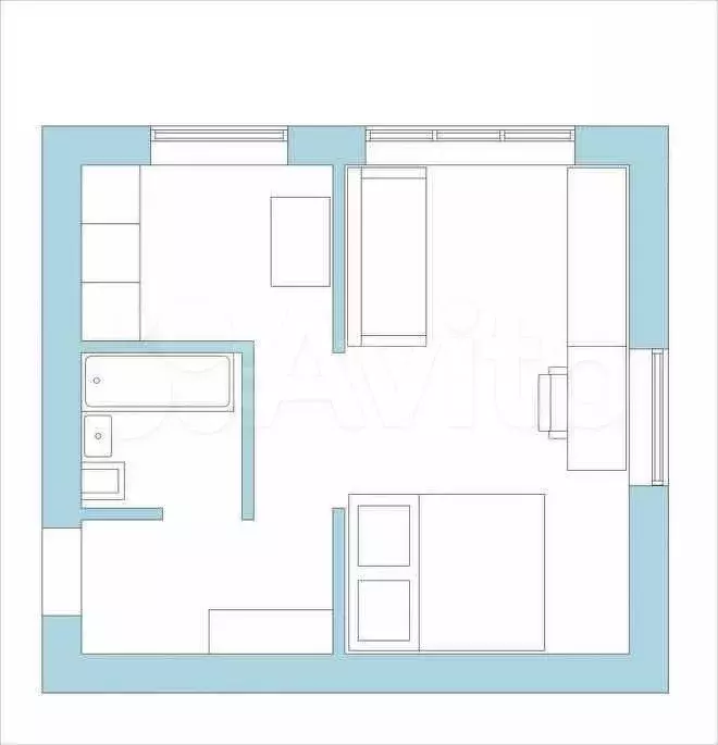 1-к. квартира, 30,7 м, 5/5 эт. - Фото 0